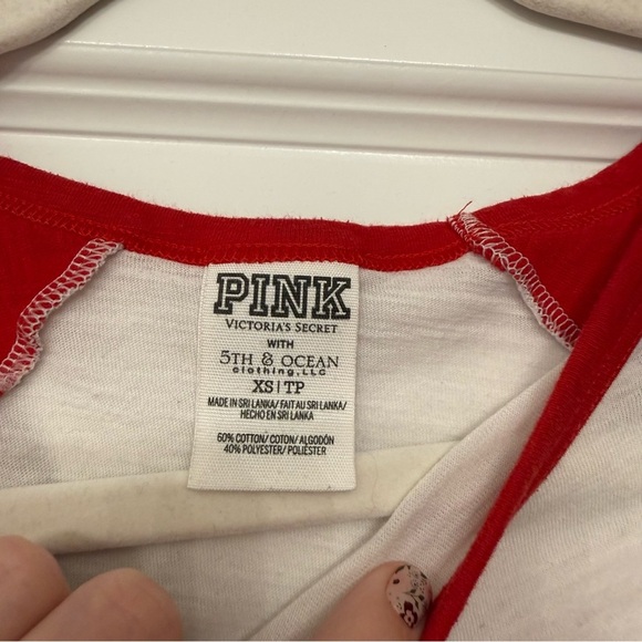 Texas Rangers Baseball Shirt | Sporty-Prep Blokecore Raglan | PINK VS XS - Picture 4 of 8